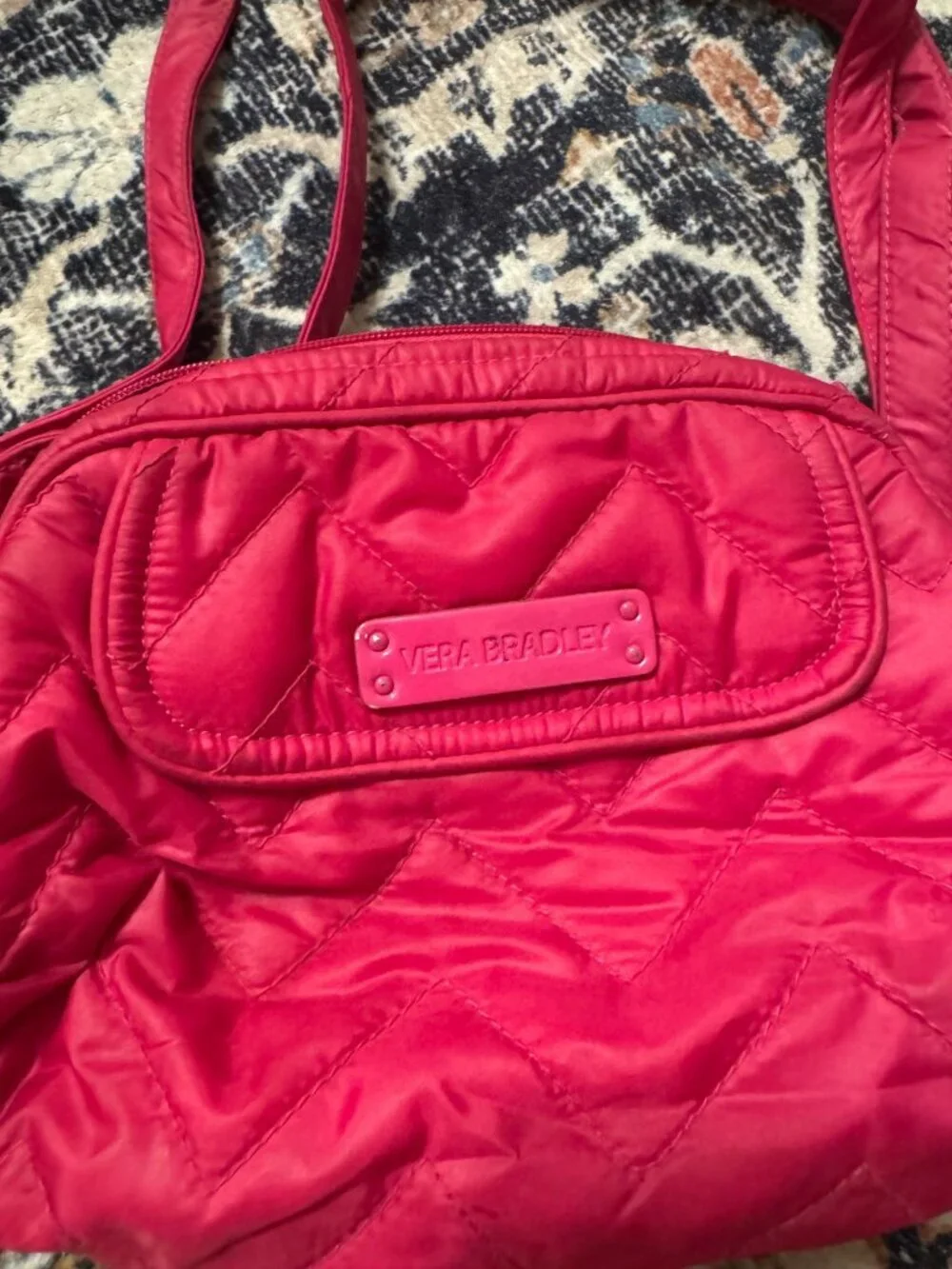 Vera Bradley Pink Quilted Crossbody Bag Shoulder Purse Floral Interior
